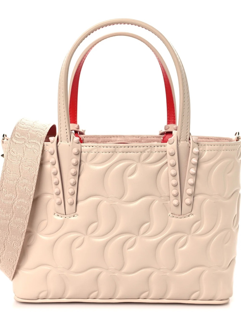 Christian Louboutin Nappa Embossed Mini East West Cabata Tote Leche Nude